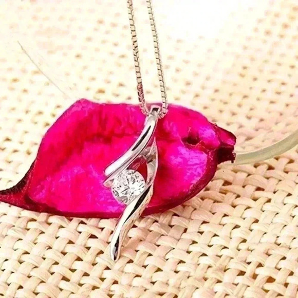 New 925 Silver .5 ct Diamond Necklace - Picture 1 of 4